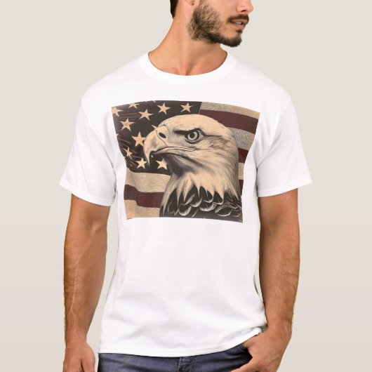 Vintage American Flag with Bald Eagle T-Shirt (Vorderseite)