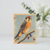 Vintage American Kestrel Illustration Postkarte (Stehend Vorderseite)
