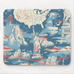 Vintage American Landmark Muster – Liberty, USA Mousepad