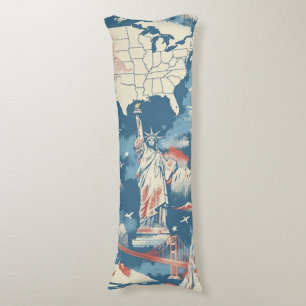 Vintage American Landmark Muster – Liberty, USA Seitenschläferkissen