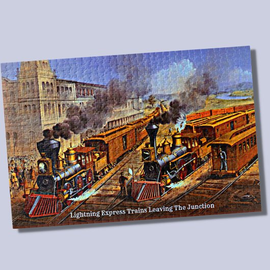 Vintage American Steam Train Motor Locomotives Puzzle