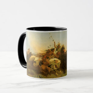 Vintage American West Art, Büffeljagd von Wimar Tasse