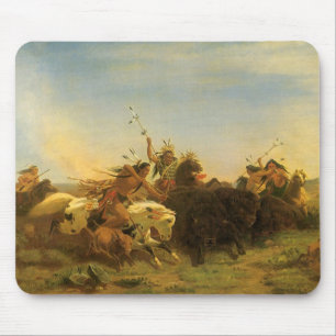 Vintage American West Kunst, Büffeljagd von Wimar Mousepad