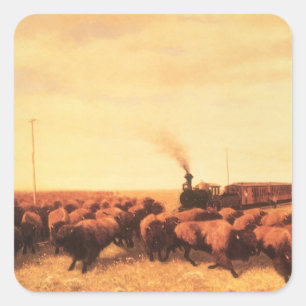 Vintage American West, von NH Trotter aufgehalten Quadratischer Aufkleber