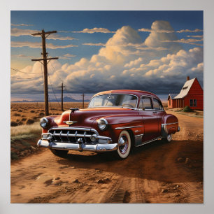 Vintage-Americana-Auto-Digitaldruck Poster