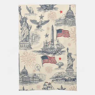 Vintage-Americana-Feuerwerk-Szene (2) Geschirrtuch