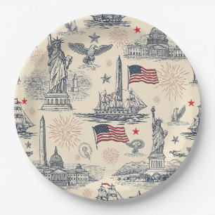Vintage-Americana-Feuerwerk-Szene (2) Pappteller