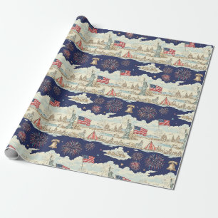 Vintage-Americana-Feuerwerksszene (1) Geschenkpapier