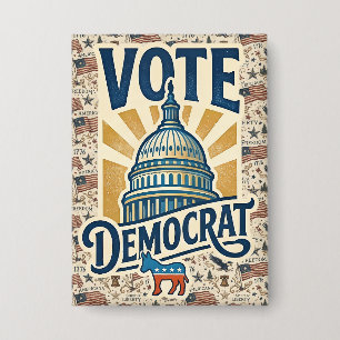 Vintage-Americana-patriotische Volkskunst Demokrat Button