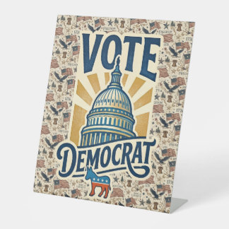 Vintage-Americana-patriotische Volkskunst Demokrat Sockelschild