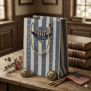 Vintage-Americana-Sterne-Streifen-Muster ID1306 Mittlere Geschenktüte