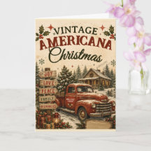 Vintage-Americana-Weihnachtskarte mit rotem LKW al