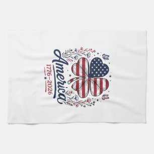 Vintage Amerika 1776 2026 Patriotischer Klee-Shirt Geschirrtuch