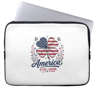 Vintage Amerika 1776 2026 Patriotischer Klee-Shirt Laptopschutzhülle