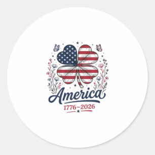 Vintage Amerika 1776 2026 Patriotischer Klee-Shirt Runder Aufkleber