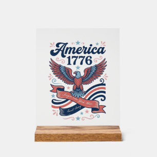 Vintage Amerika 1776 Adler Patriotisches Shirt Des Acrylschild