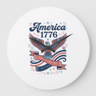 Vintage Amerika 1776 Adler Patriotisches Shirt Des Große Wanduhr