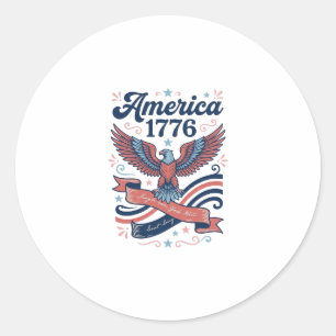 Vintage Amerika 1776 Adler Patriotisches Shirt Des Runder Aufkleber