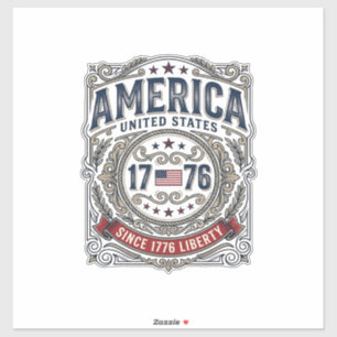 Vintage Amerika 1776 Patriotische Freiheit Aufkleber