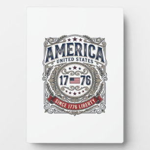 Vintage Amerika 1776 Patriotische Freiheit Fotoplatte