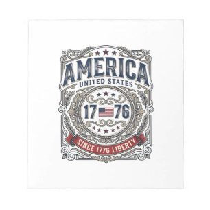 Vintage Amerika 1776 Patriotische Freiheit Notizblock