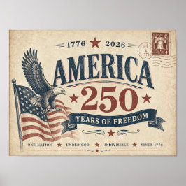 Vintage Amerika 250 Jahre Freiheit Poster