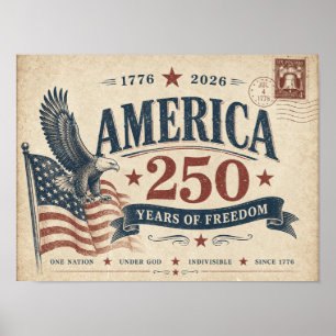 Vintage Amerika 250 Jahre Freiheit Poster