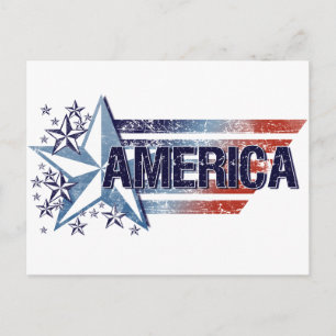 Vintage-Amerika-Flagge mit Stern – Memorial Day Postkarte