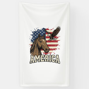 Vintage-Amerika-Pferd-Adler-patriotisches Vektor-D Banner