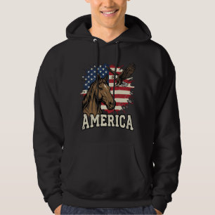 Vintage-Amerika-Pferd-Adler-patriotisches Vektor-D Hoodie