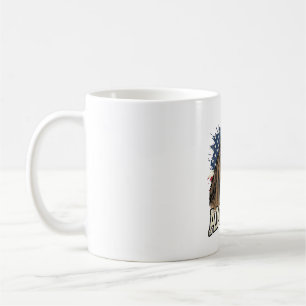 Vintage-Amerika-Pferd-Adler-patriotisches Vektor-D Kaffeetasse
