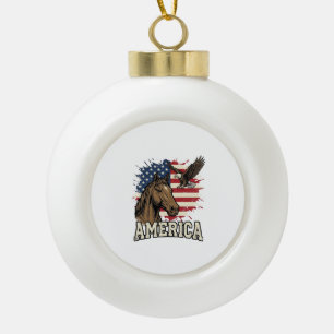 Vintage-Amerika-Pferd-Adler-patriotisches Vektor-D Keramik Kugel-Ornament