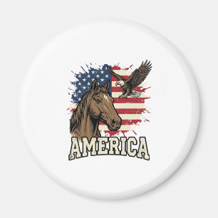 Vintage-Amerika-Pferd-Adler-patriotisches Vektor-D Magnet