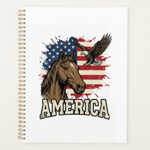 Vintage-Amerika-Pferd-Adler-patriotisches Vektor-D Planer