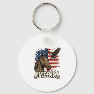 Vintage-Amerika-Pferd-Adler-patriotisches Vektor-D Schlüsselanhänger
