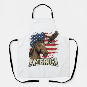 Vintage-Amerika-Pferd-Adler-patriotisches-Vektor-D Schürze