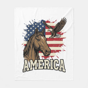 Vintage-Amerika-Pferd-Adler-patriotisches Vektorde Fleecedecke