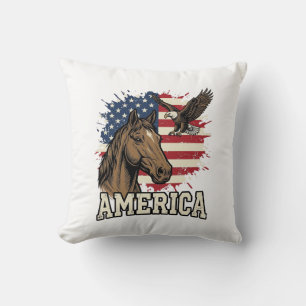 Vintage-Amerika-Pferd-Adler-patriotisches Vektorde Kissen