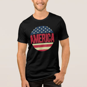 Vintage-Amerika-US-Flagge Kreisförmiges patriotisc Tri-Blend Shirt