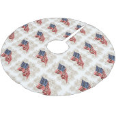 Vintage Amerikaner USA-Flaggen-und -4. Polyester Weihnachtsbaumdecke (Schrägansicht)