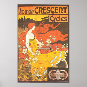 Vintage amerikanische Crescent Cycles und GORGEOUS Poster