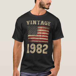 Vintage amerikanische Flagge 1982 Geburtstagskolad T-Shirt