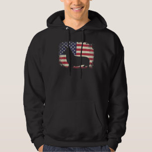 Vintage amerikanische Flagge 4. Juli Corgi Vater M Hoodie