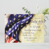 Vintage amerikanische Flagge 4. Juli Einladung (Stehend Vorderseite)