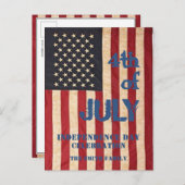 Vintage amerikanische Flagge 4. JULI-Feier Einladungspostkarte (Vorne/Hinten)