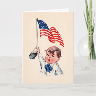 Vintage-amerikanische Flagge 4.-Juli-Grußkarte Karte