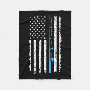 Vintage Amerikanische Flagge Angelrute Kurzarm Fleecedecke