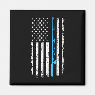 Vintage Amerikanische Flagge Angelrute Kurzarm Magnet