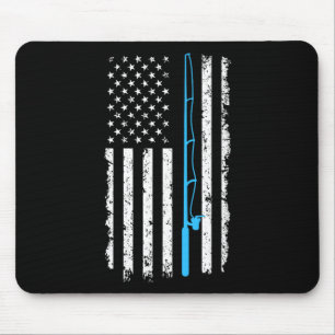 Vintage Amerikanische Flagge Angelrute Kurzarm Mousepad