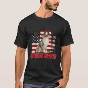 Vintage-Amerikanische-Flagge Australian Shepherd H T-Shirt